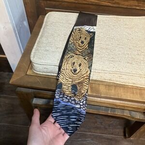 Vintage Men's Necktie Animal Tracks 1996 Marc Dennis Grizzly Territory